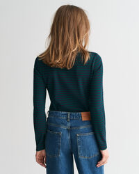 Collo alto a coste e maniche lunghe a righe