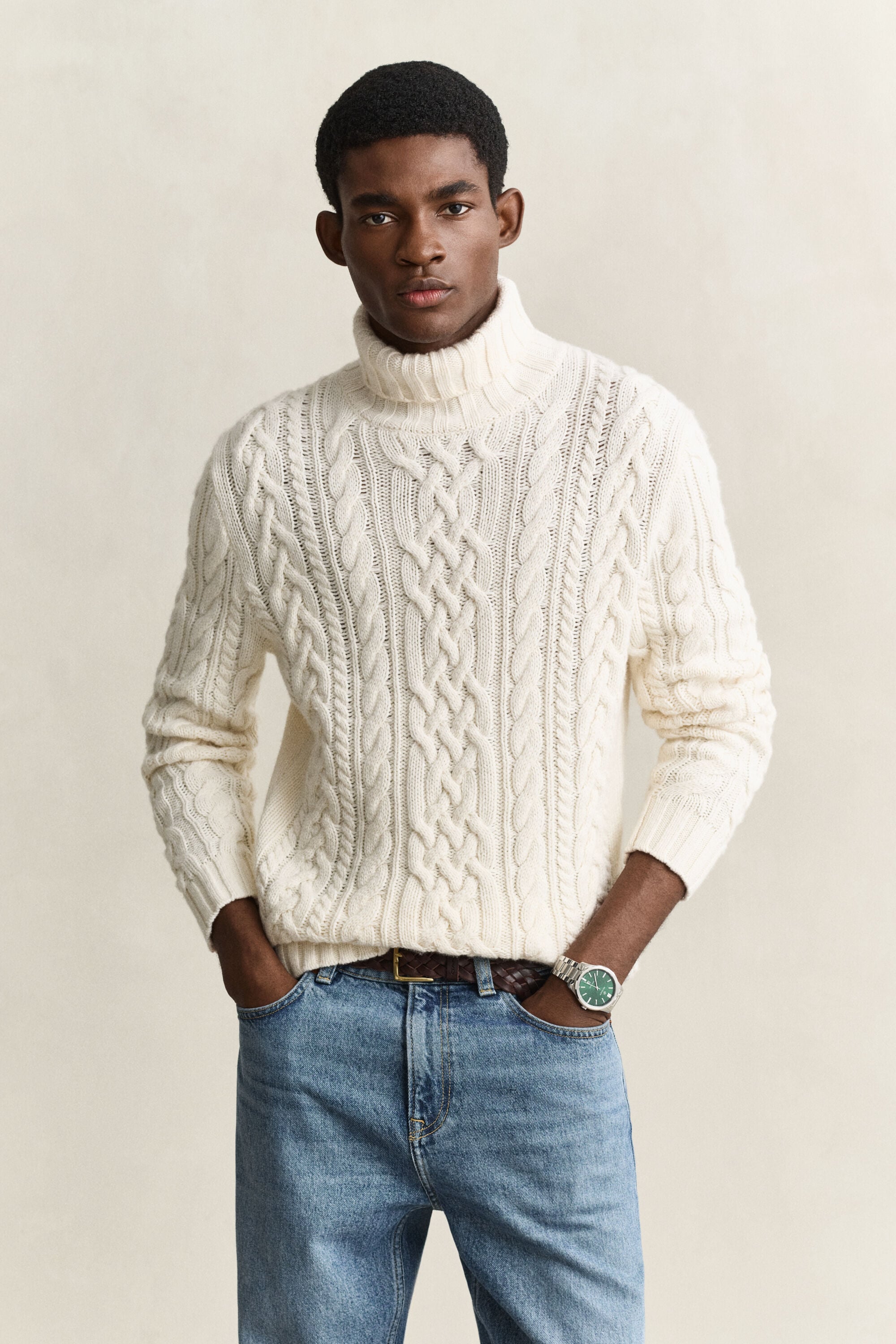Maglia a collo alto in misto lana