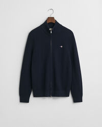 Cardigan con zip in cotone testurizzato