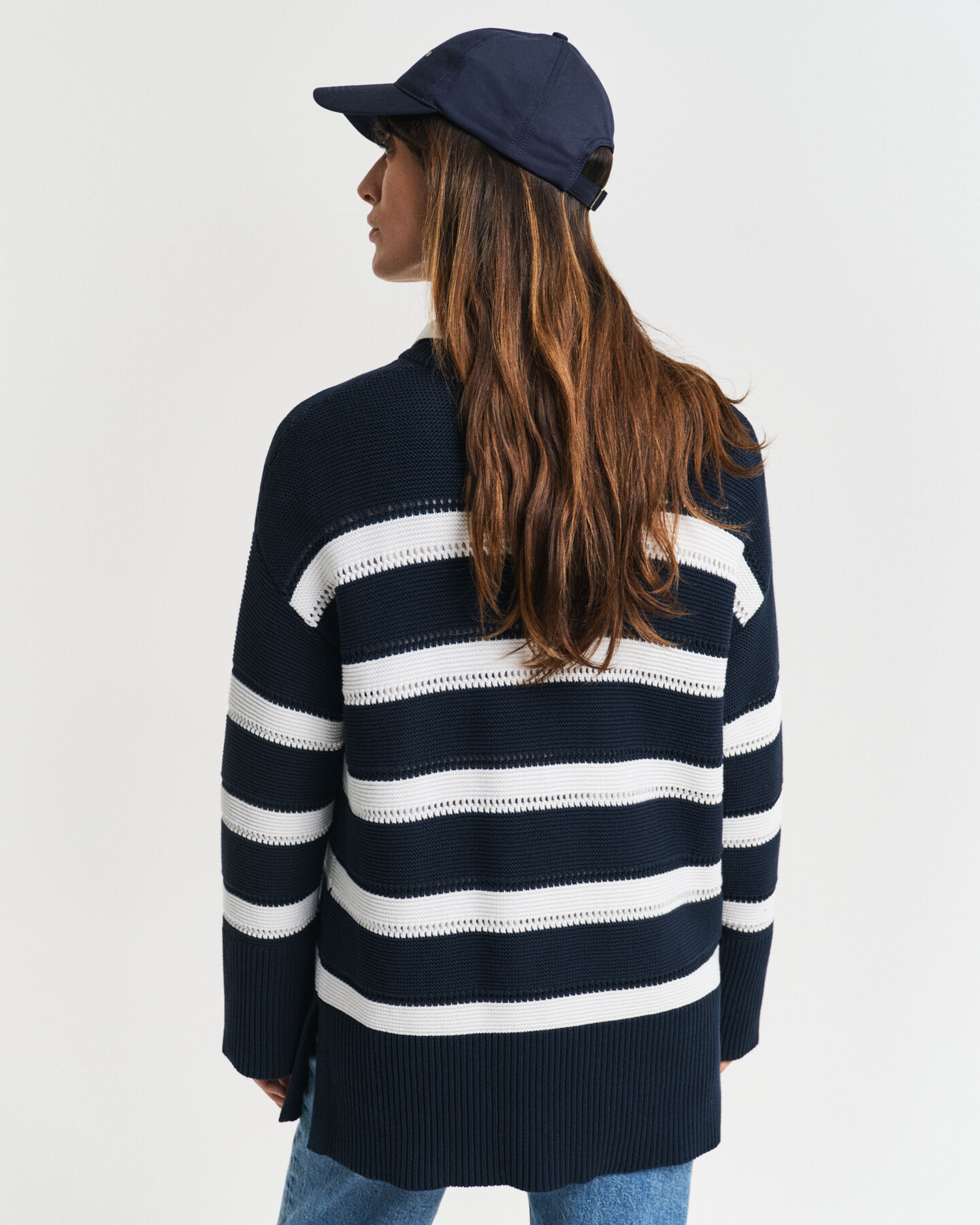 Maglia girocollo testurizzata a righe