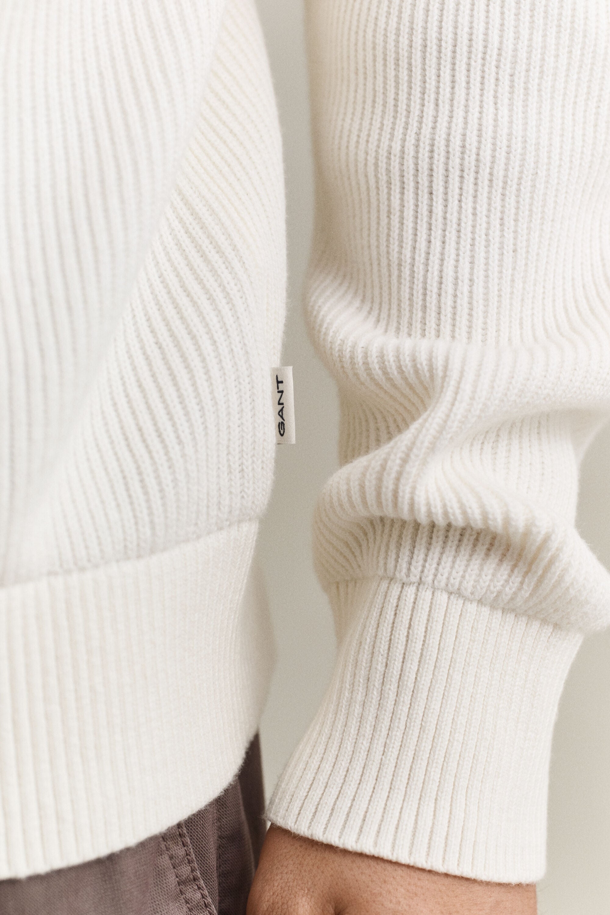 Maglia a collo alto in cotone e lana merino