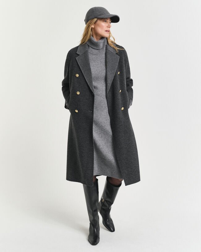 Abito a collo alto con dettagli in maglia