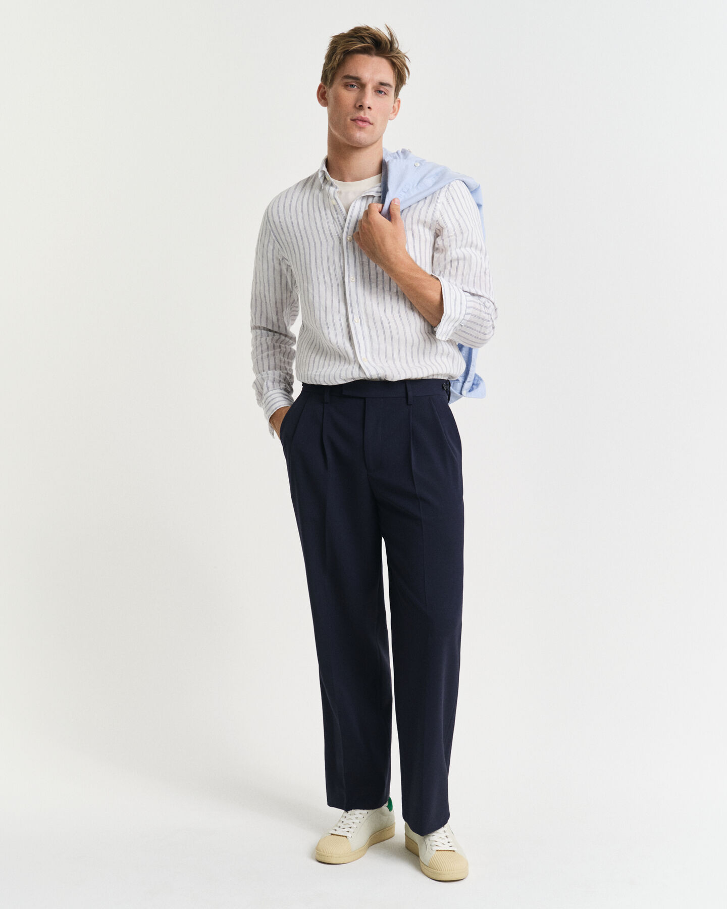 Camicia di lino a righe regular fit