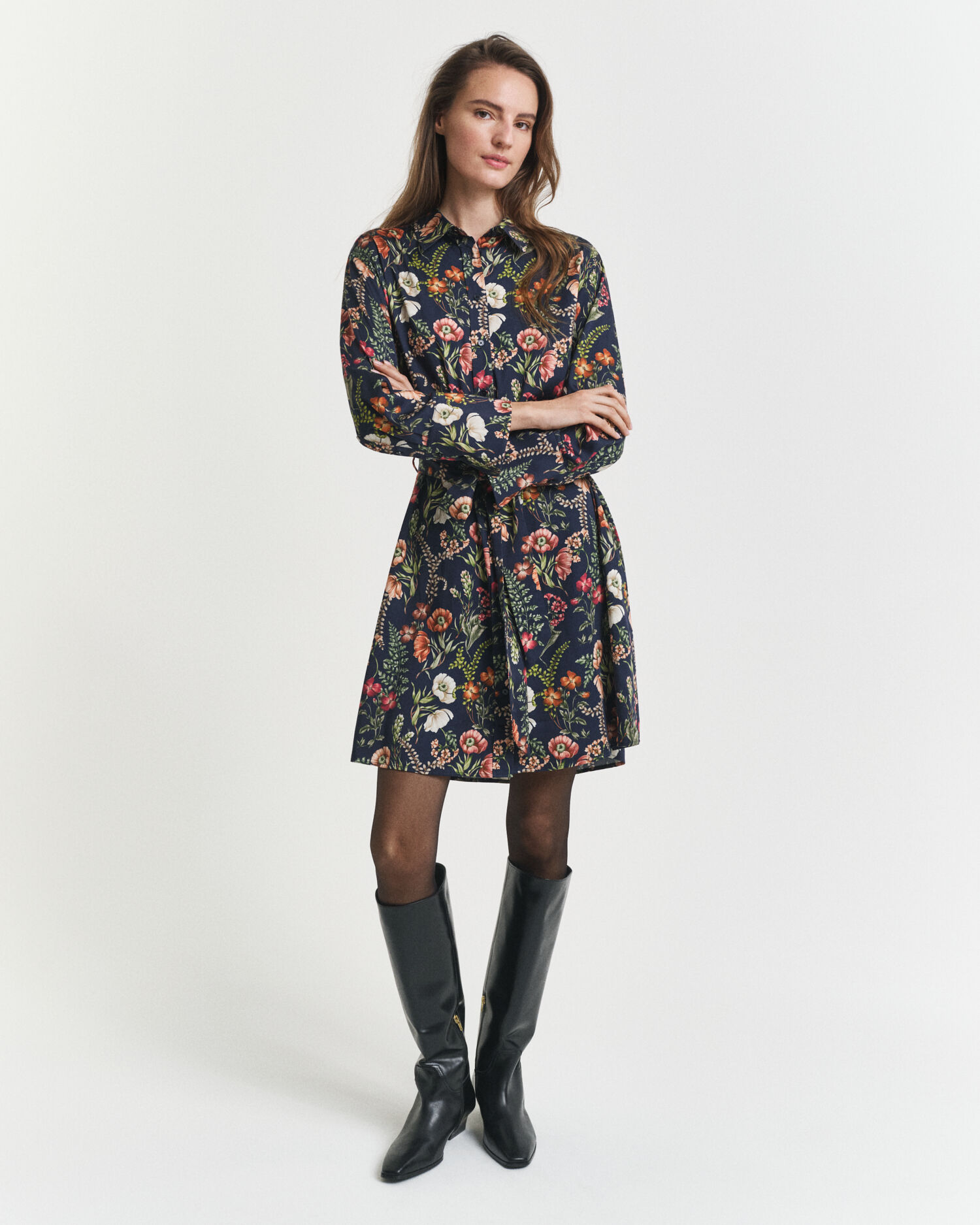 Abito chemisier in viscosa con stampa Floral Print