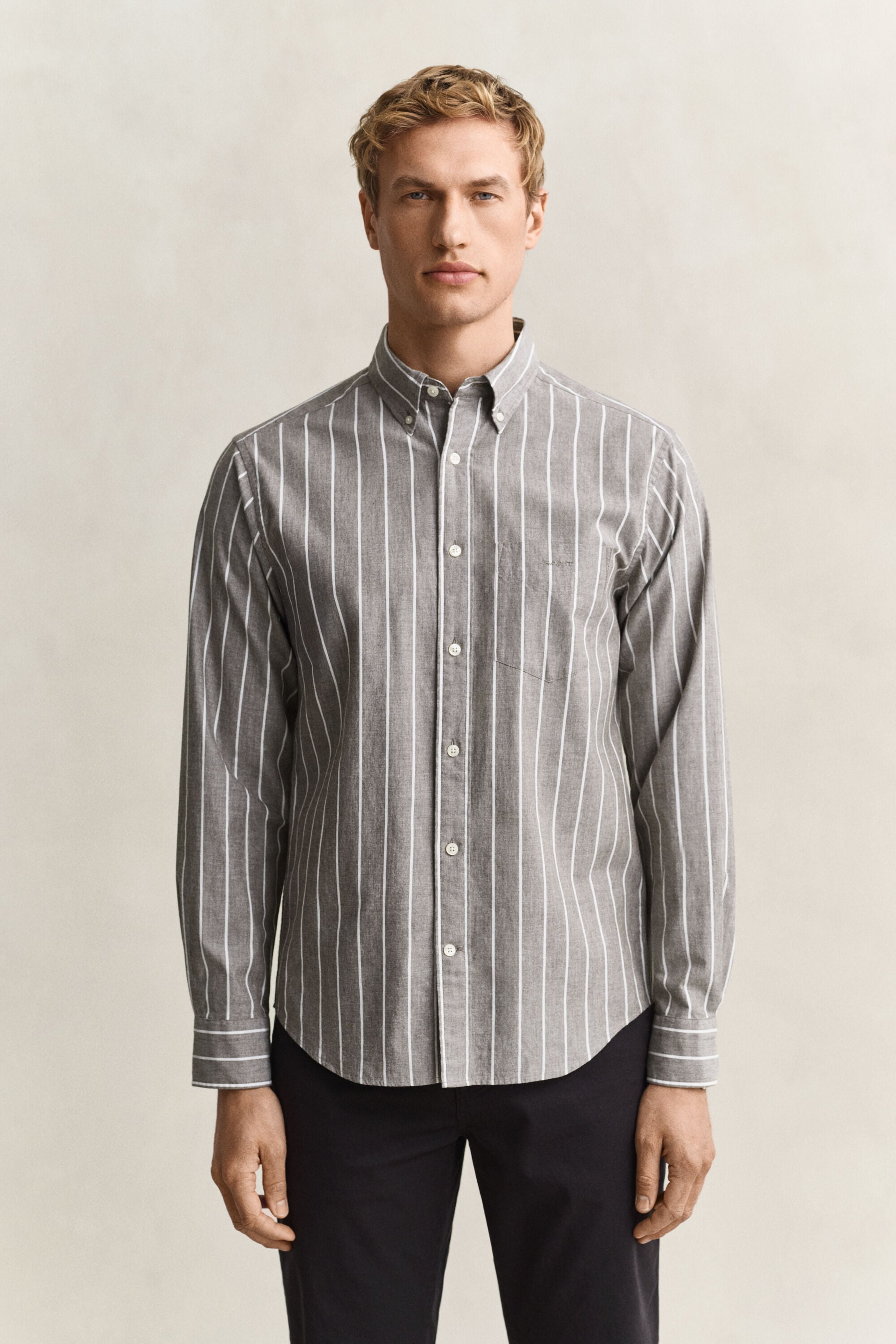 Camicia in popeline mélange a righe