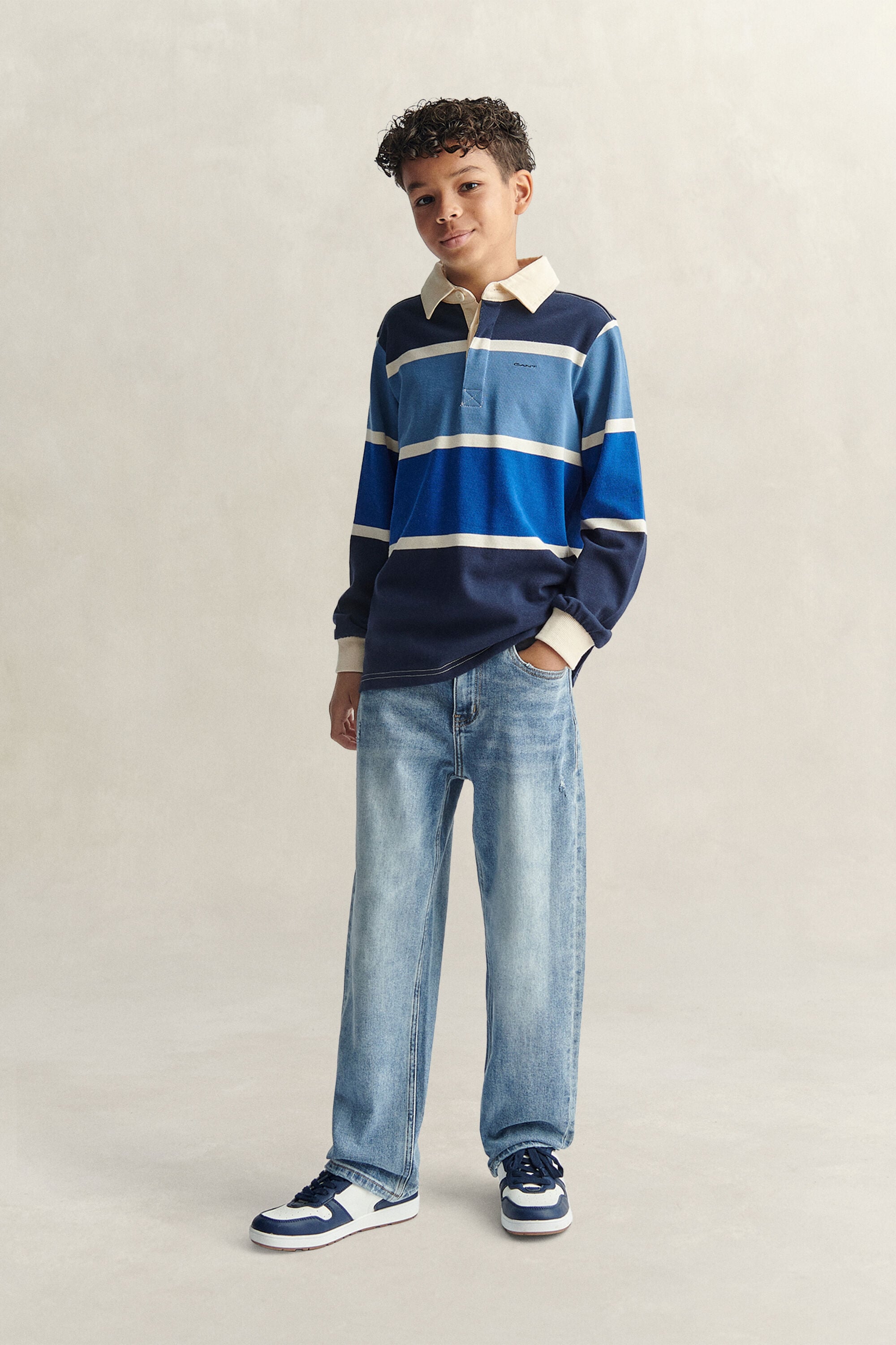 Rugger a righe con grafica Teen Boys