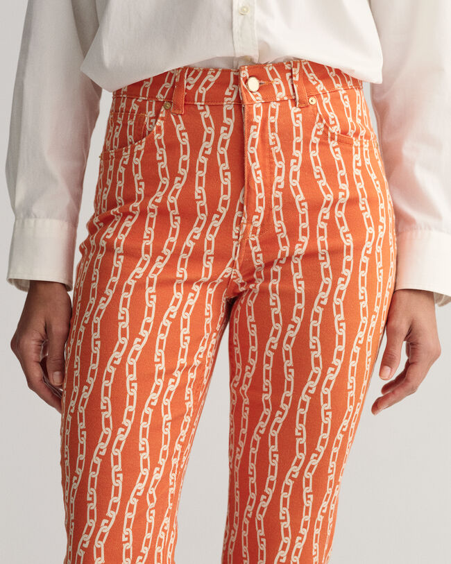 Jeans alla caviglia con stampa a catena