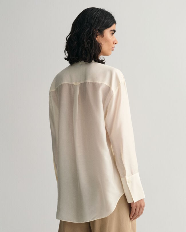 Blusa con colletto alla coreana relaxed fit