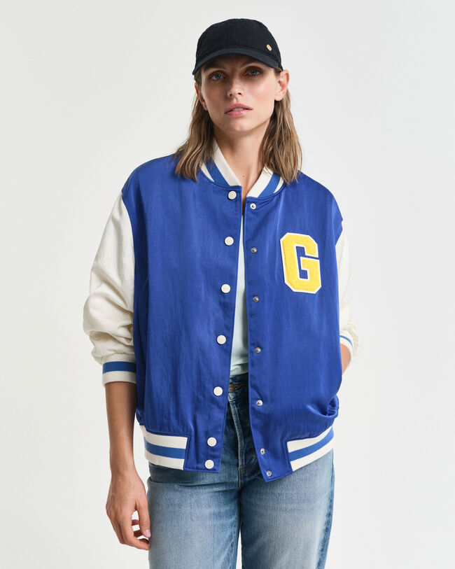Varsity Jacket in raso con stemma G