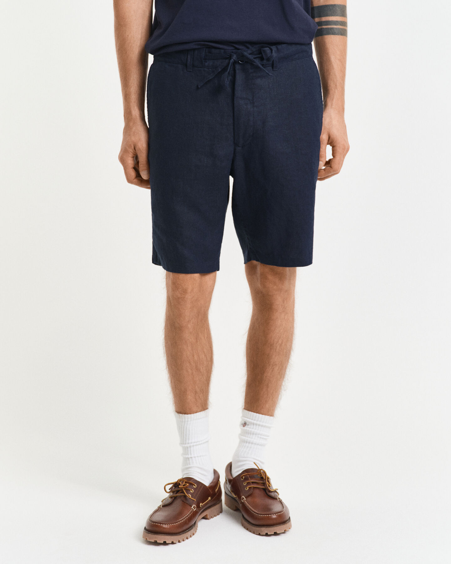 Pantaloncini con coulisse in lino relaxed fit