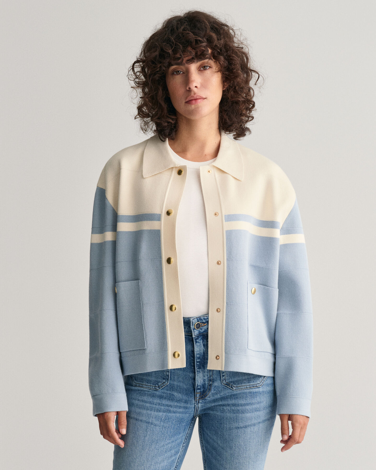 Cardigan a blocchi di colore