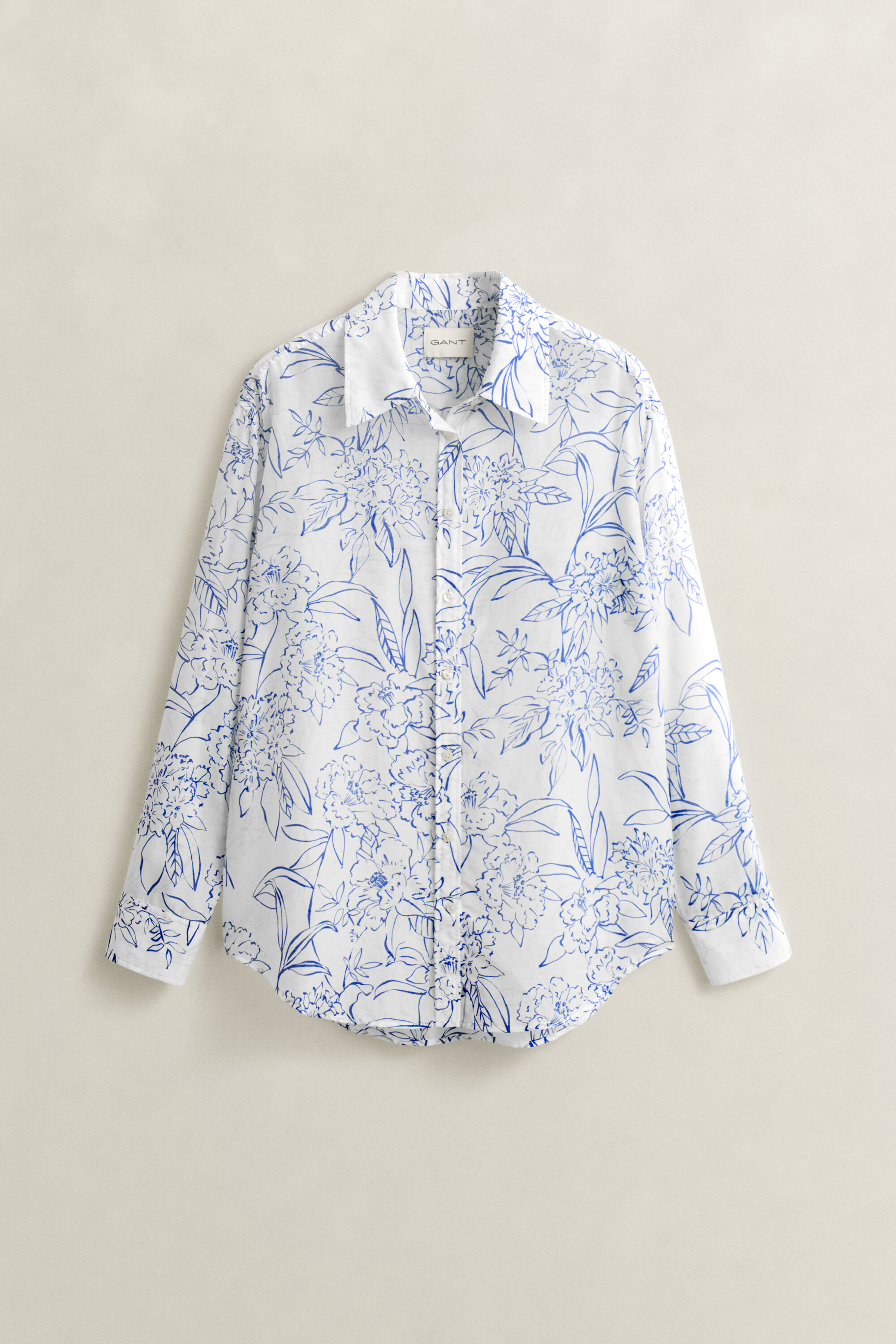 Camicia in misto seta e cotone a fiori