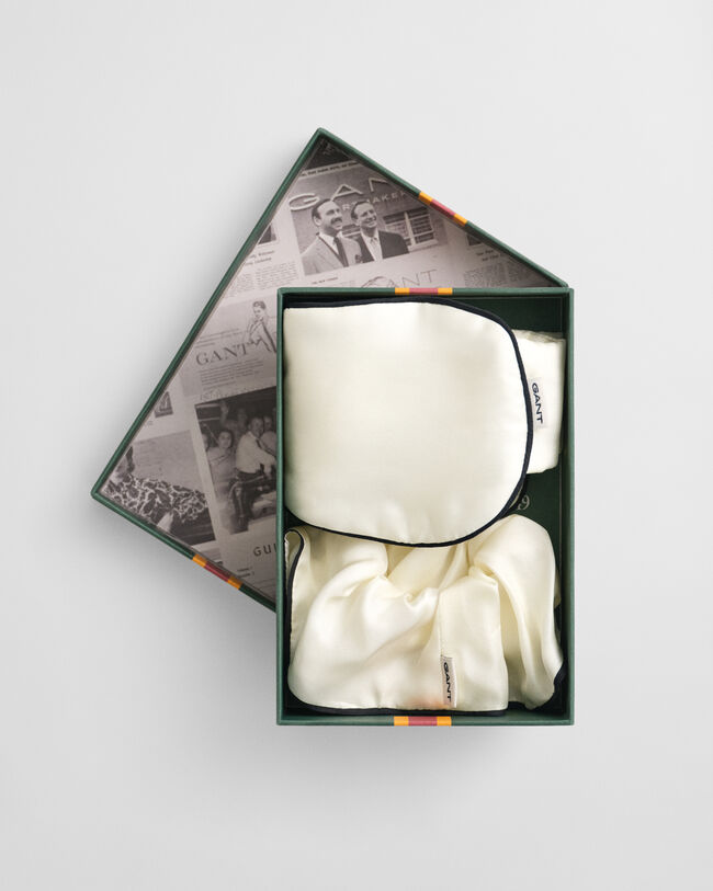 Set regalo con mascherina da notte in seta e fermacoda