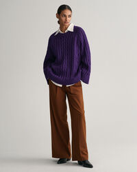 Maglia girocollo oversize a trecce