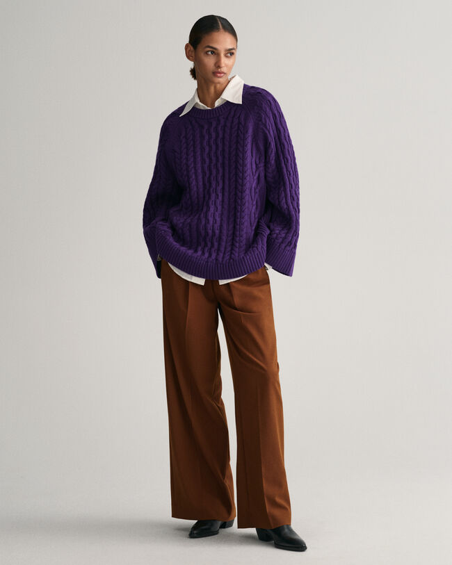 Maglia girocollo oversize a trecce