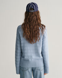 Maglia girocollo in cotone a righe tono su tono