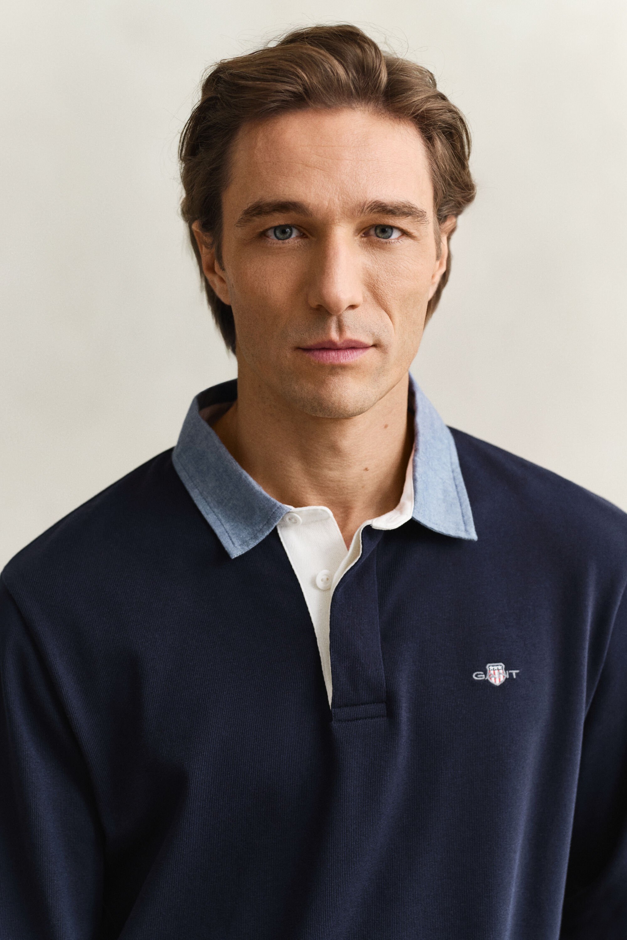 Heavy Rugger con colletto in chambray