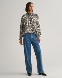 Blusa a collo alto con stampa Lace