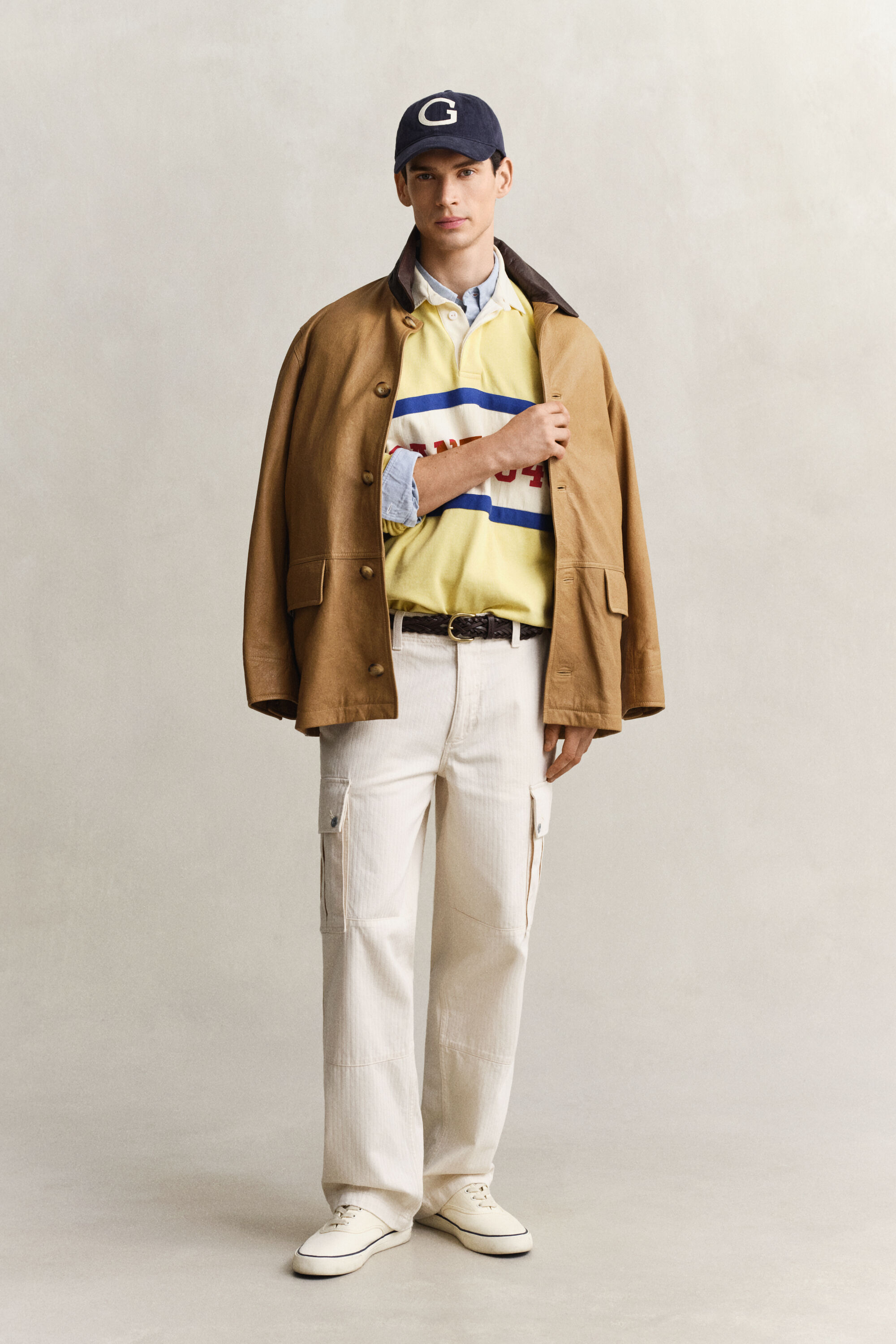 Pantaloni cargo con motivo a spina di pesce