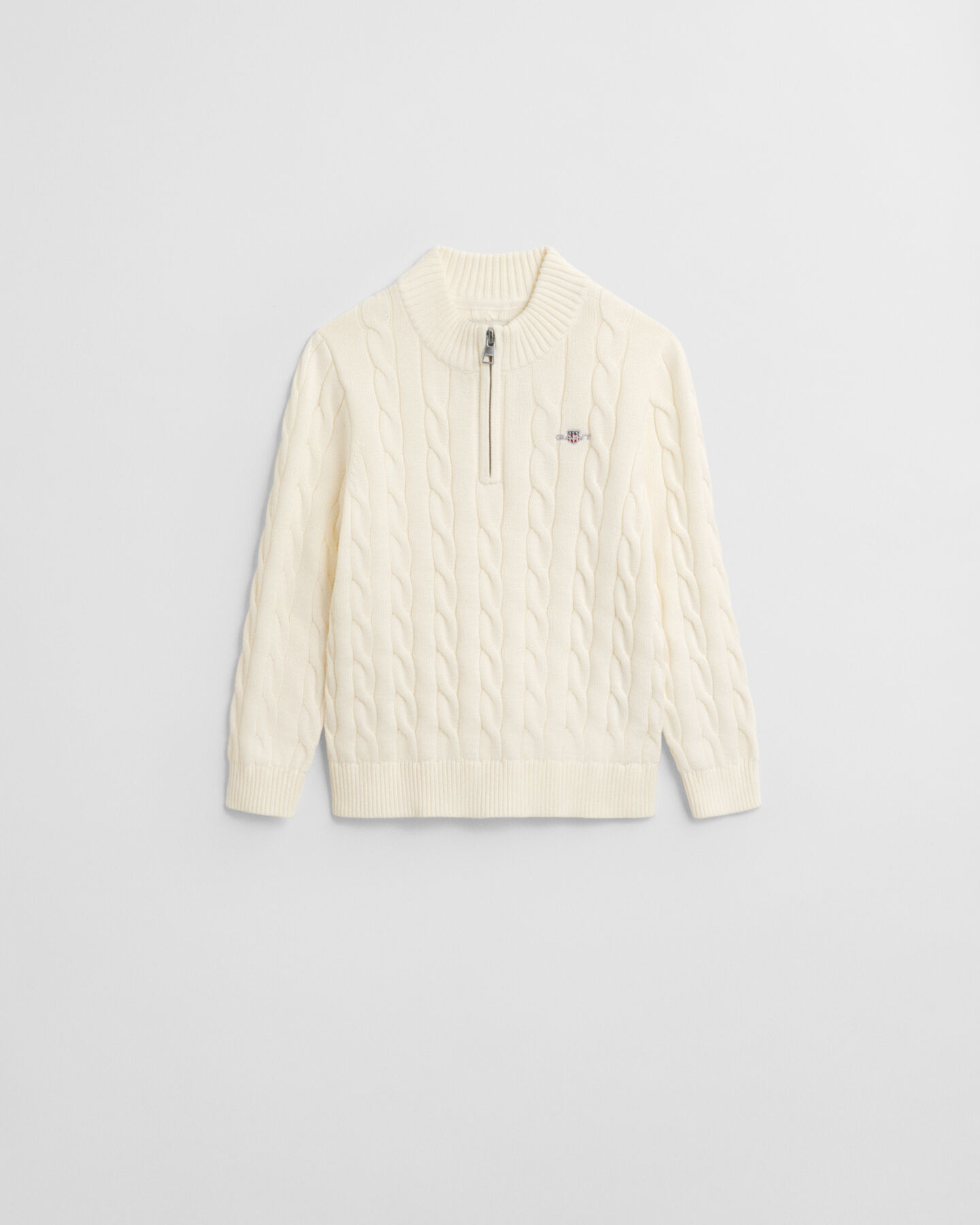 Maglia con zip corta in cotone a trecce Kids