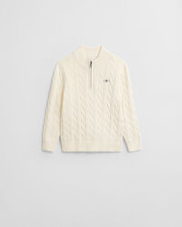 Maglia con zip corta in cotone a trecce Kids