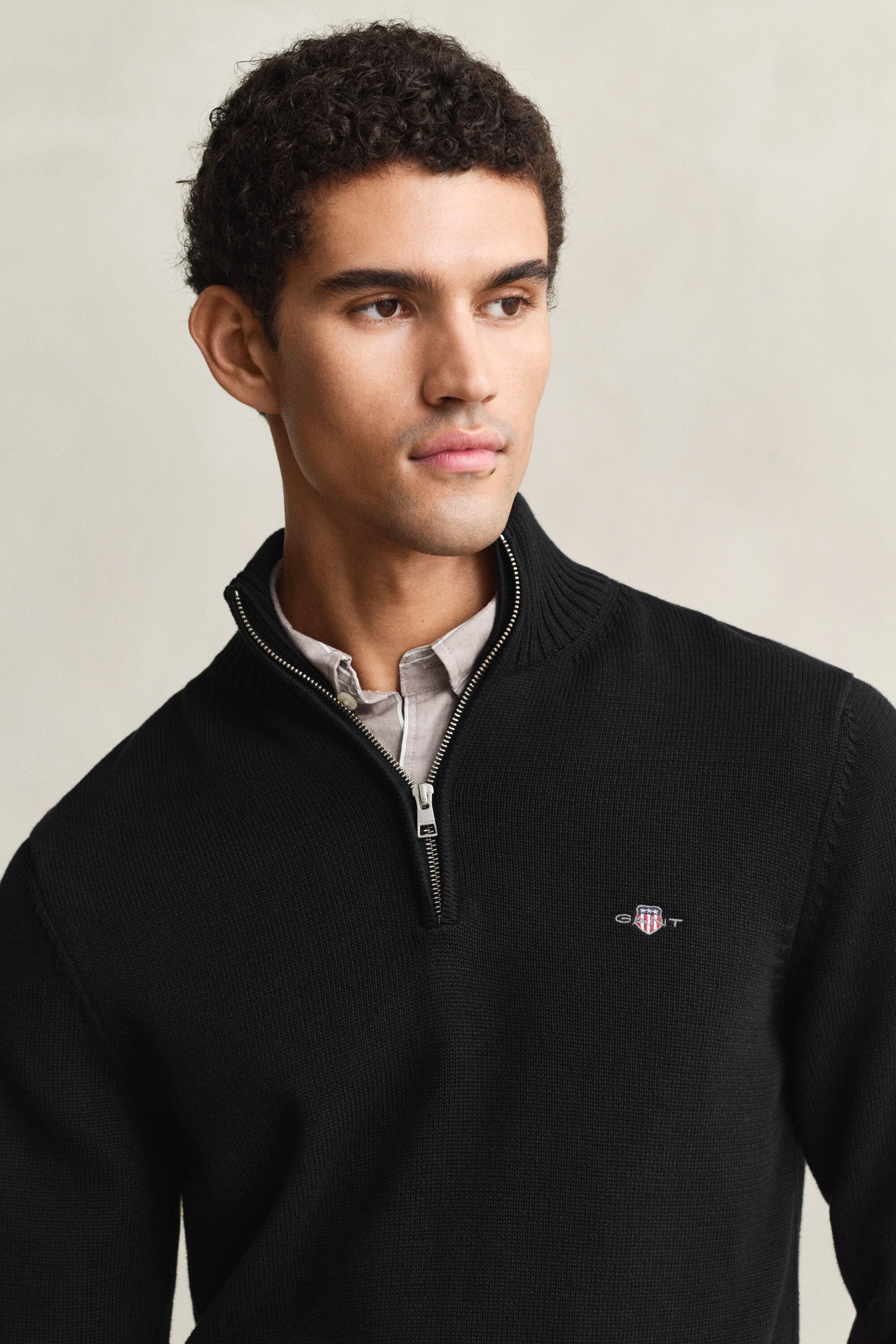 Maglia in cotone casual con zip corta