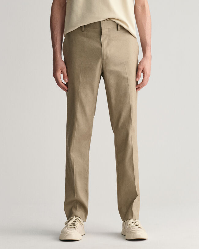 Pantaloni da abito in misto lino-cotone slim fit
