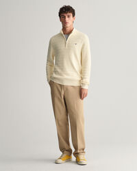 Maglia a righe in cotone testurizzato con zip corta