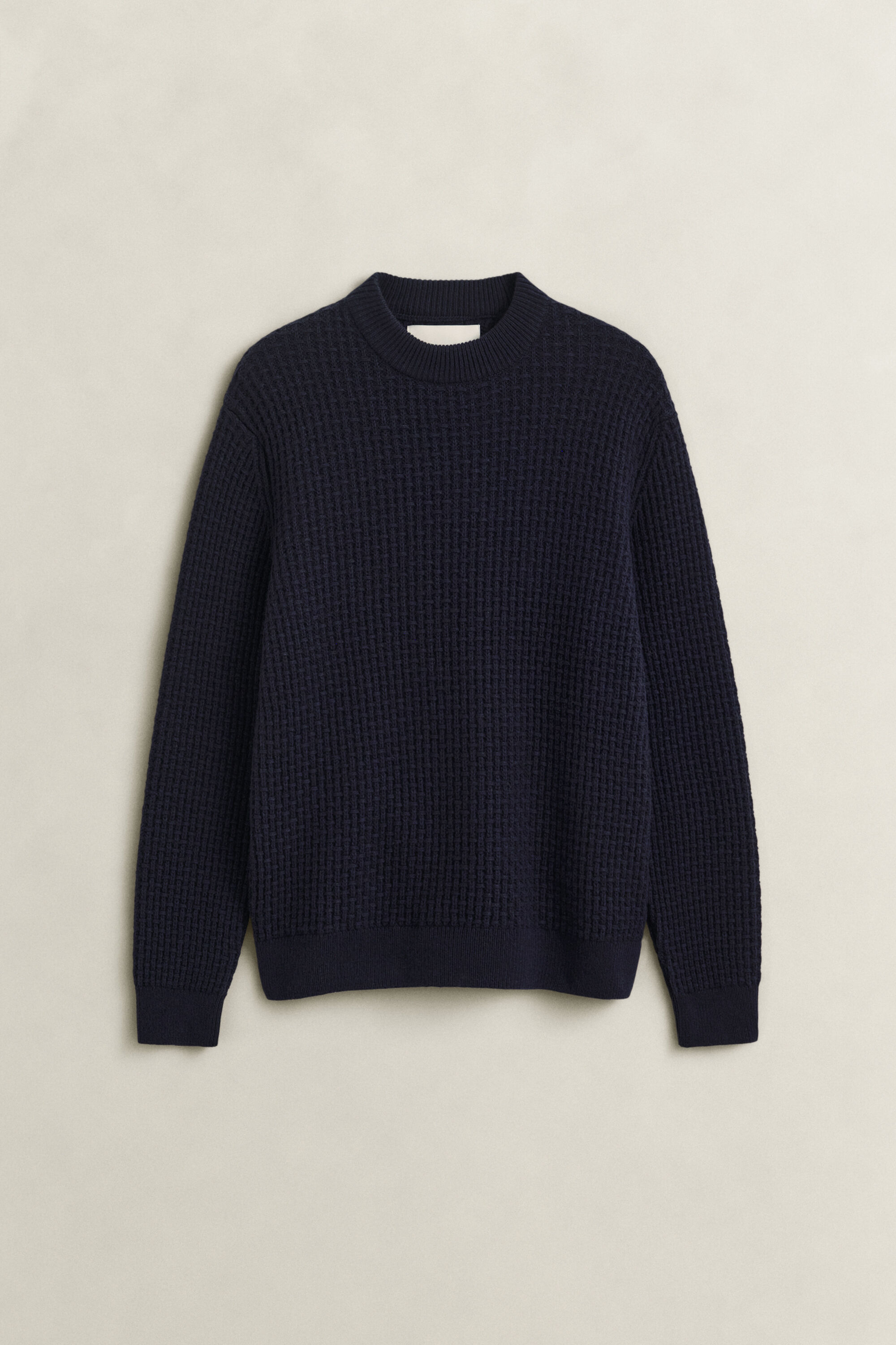 Maglia in cotone e lana testurizzata con finto collo alto