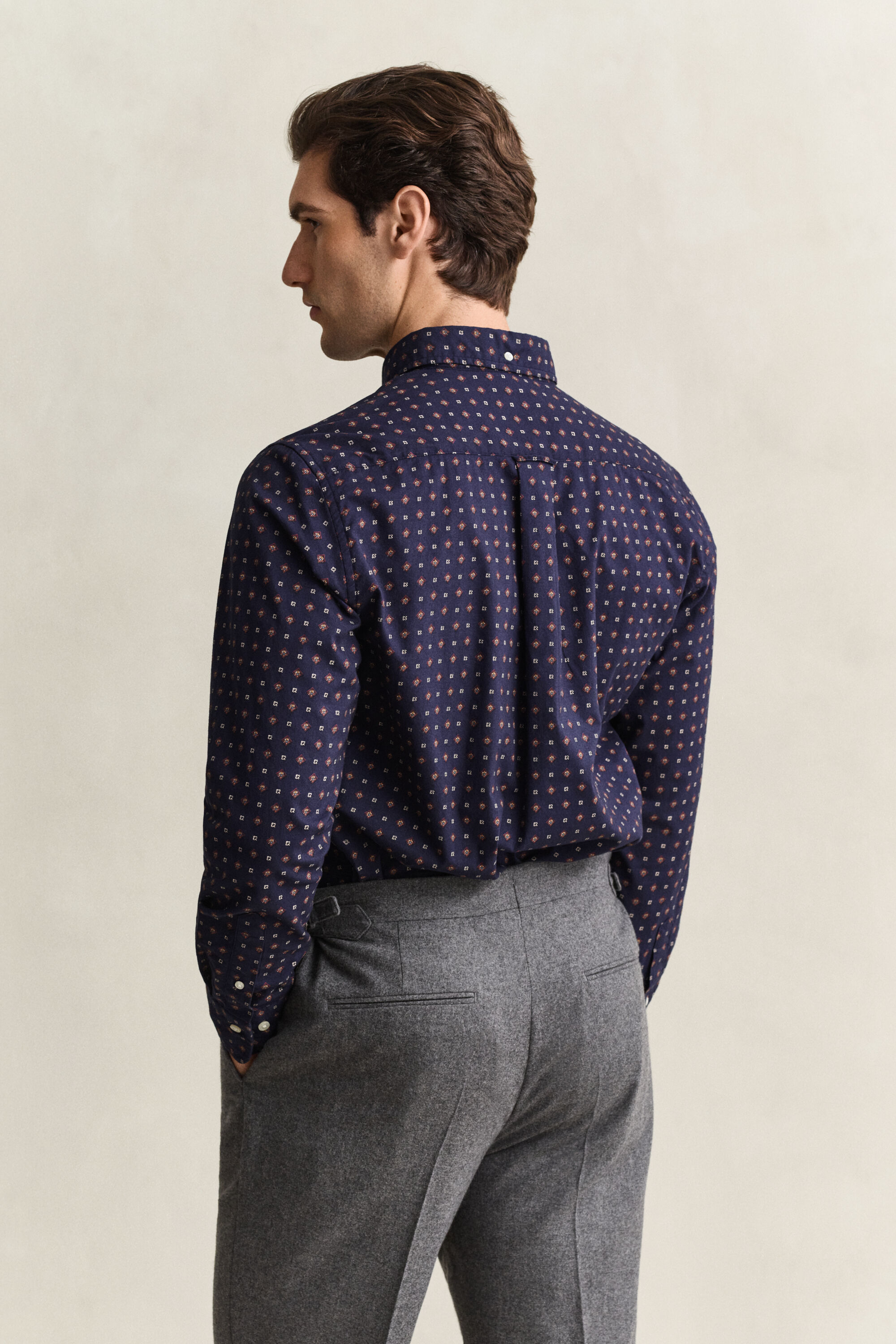 Camicia in twill con motivo cachemire