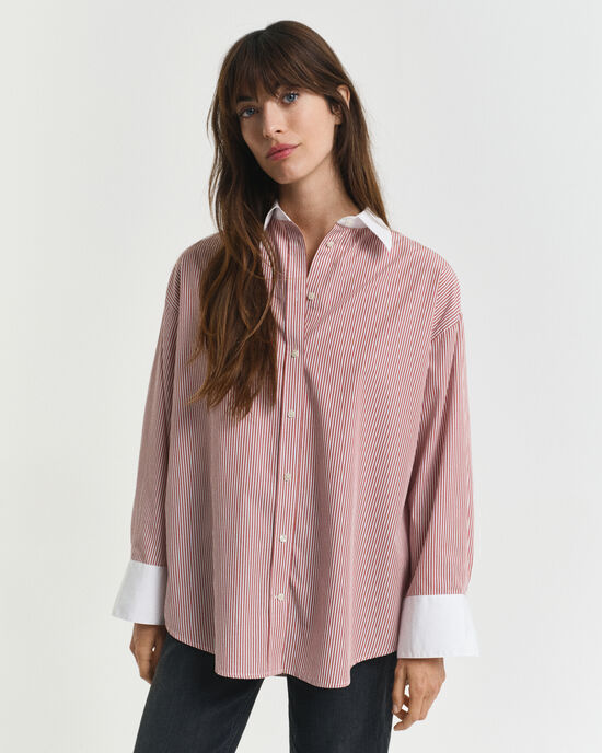 Camicia a righe con colletto a contrasto oversize