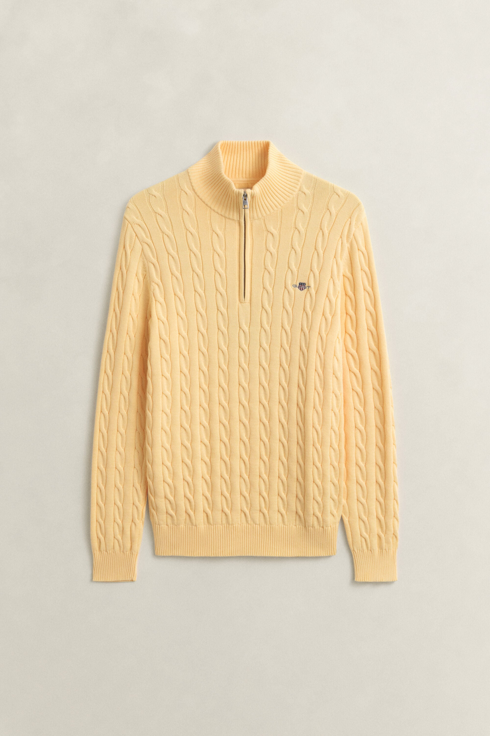 Maglia con zip corta in cotone a trecce