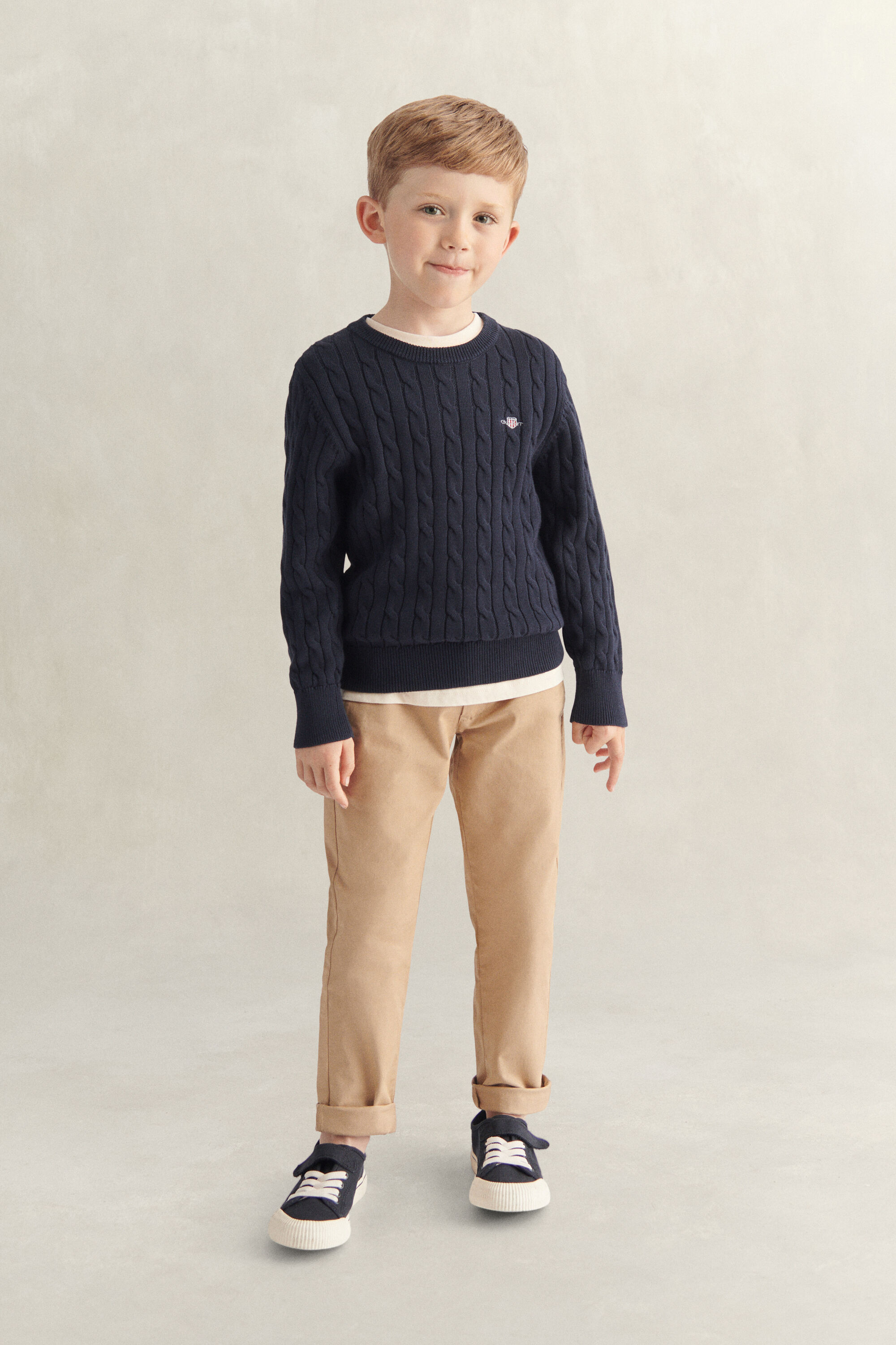 Maglia lavorata in cotone a trecce Shield Boys
