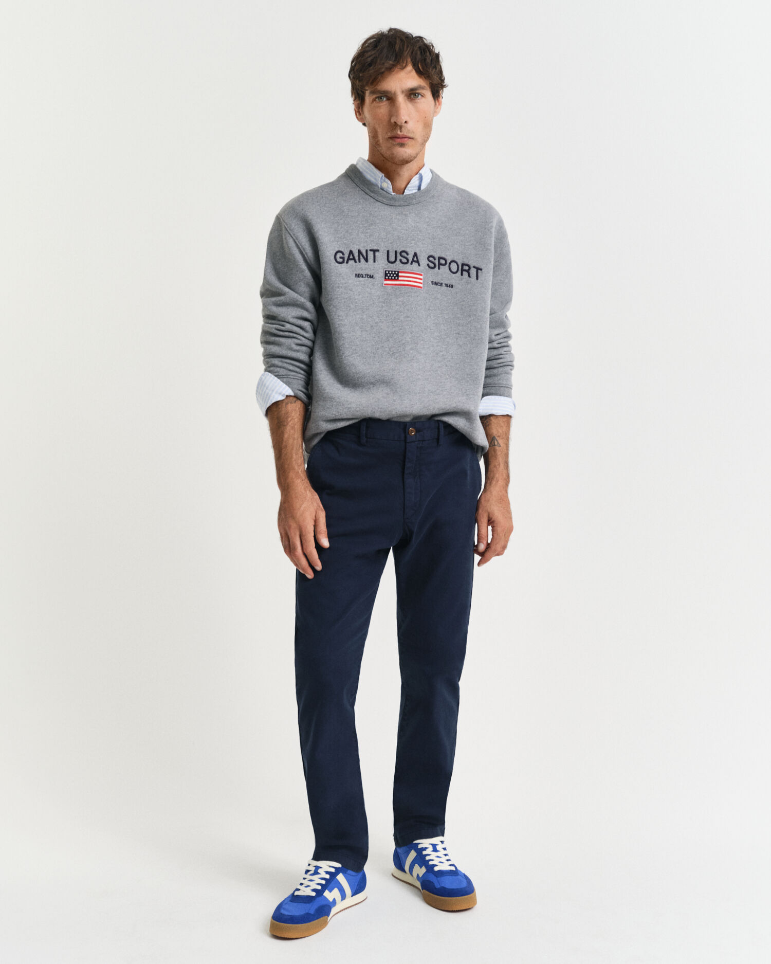 Pantaloni chino strutturati a ratiera slim fit