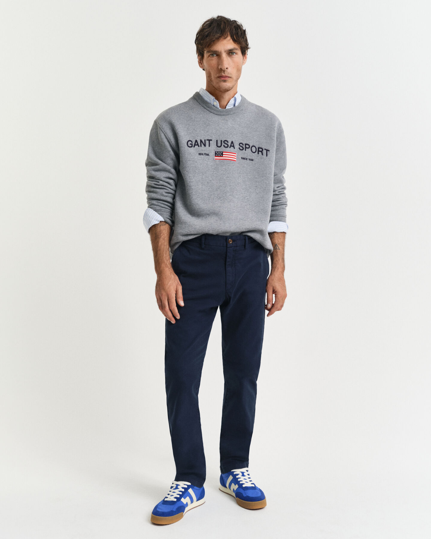 Pantaloni chino strutturati a ratiera slim fit