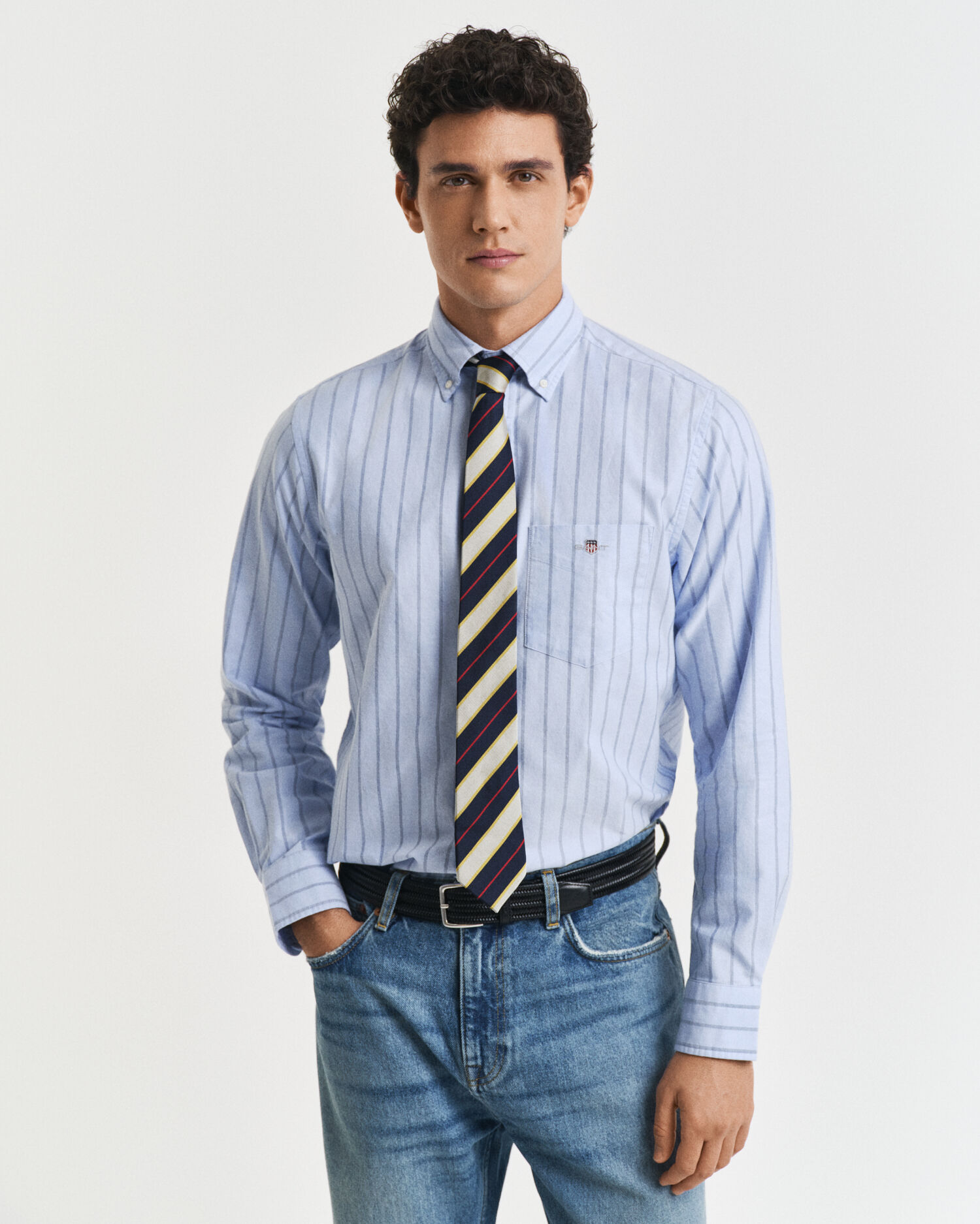 Camicia Oxford classica a righe regular fit