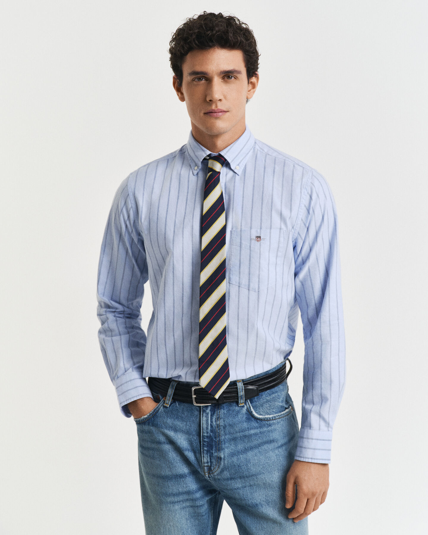 Camicia Oxford classica a righe regular fit