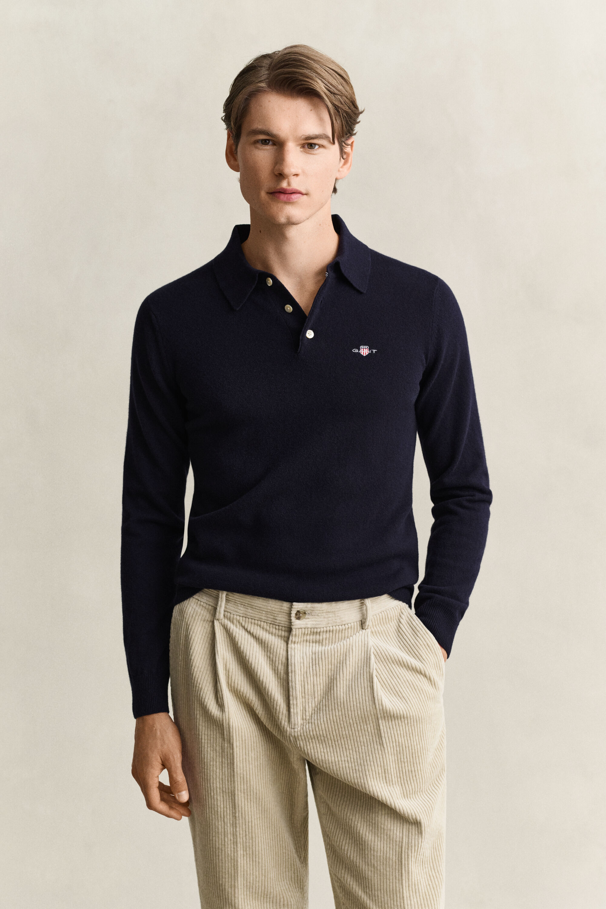 Maglia polo in finissima lana d’agnello