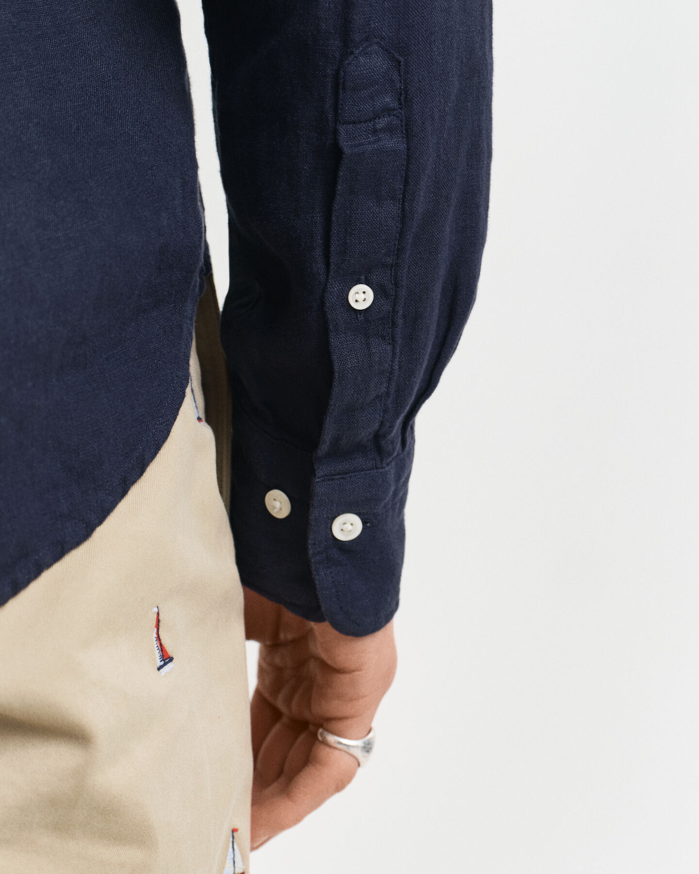 Camicia di lino tinto in capo regular fit