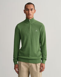 Maglia in piqu&eacute; di cotone con zip corta