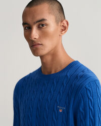 Maglia girocollo in cotone a trecce