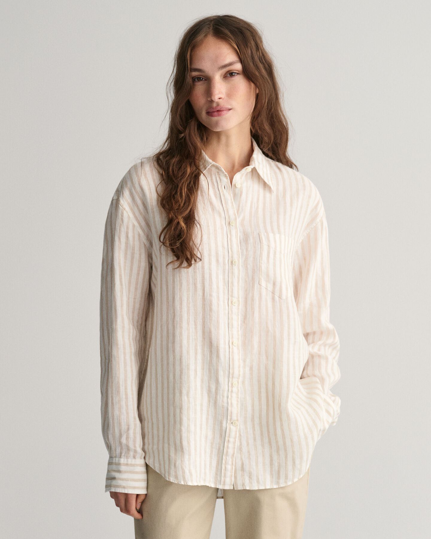 Camicia di lino a righe relaxed fit