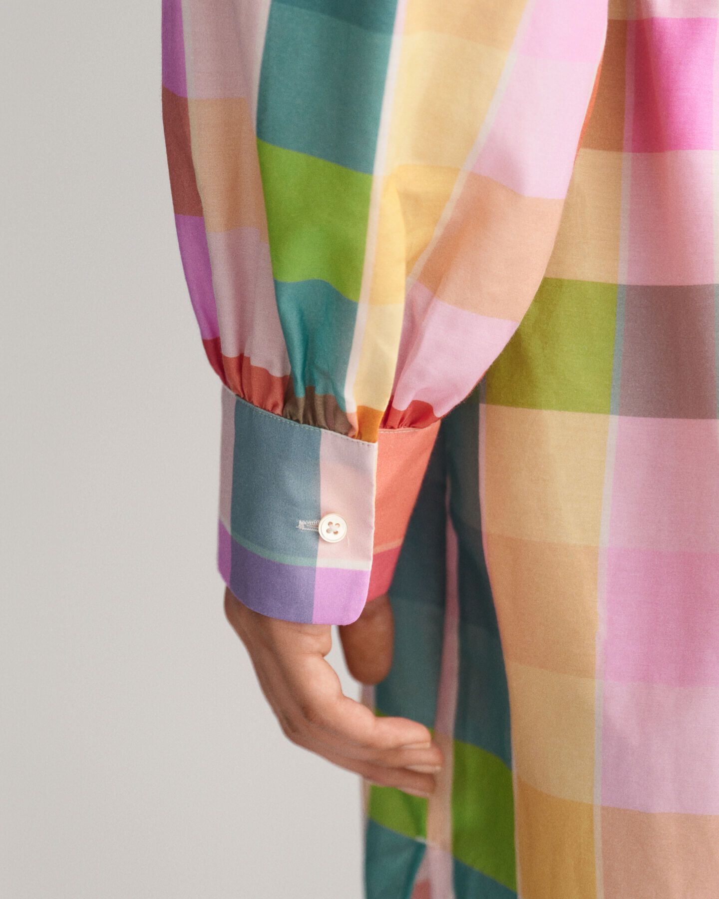 Abito in cotone-seta con mix di quadri