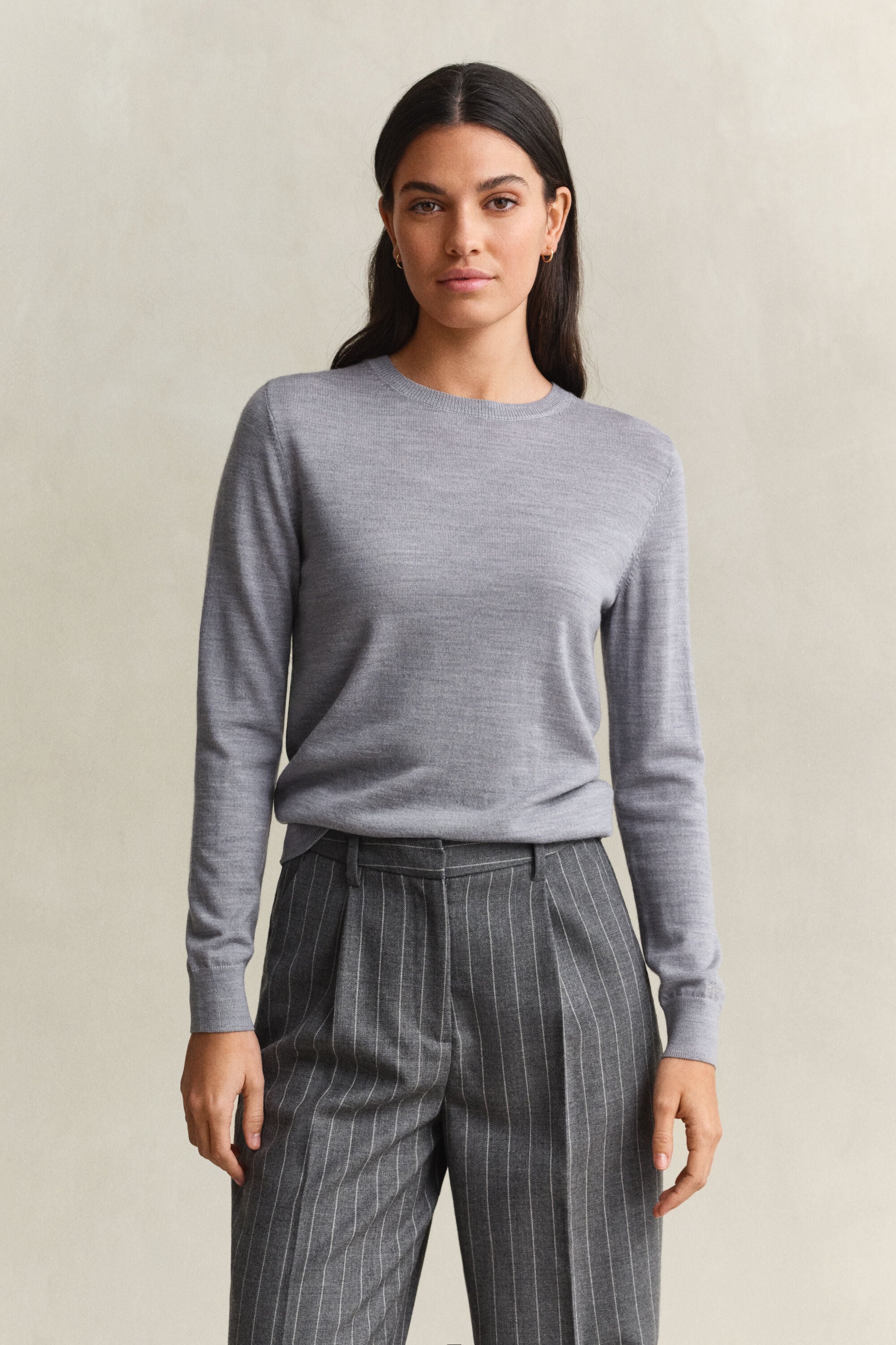 Maglia girocollo in finissima lana merino