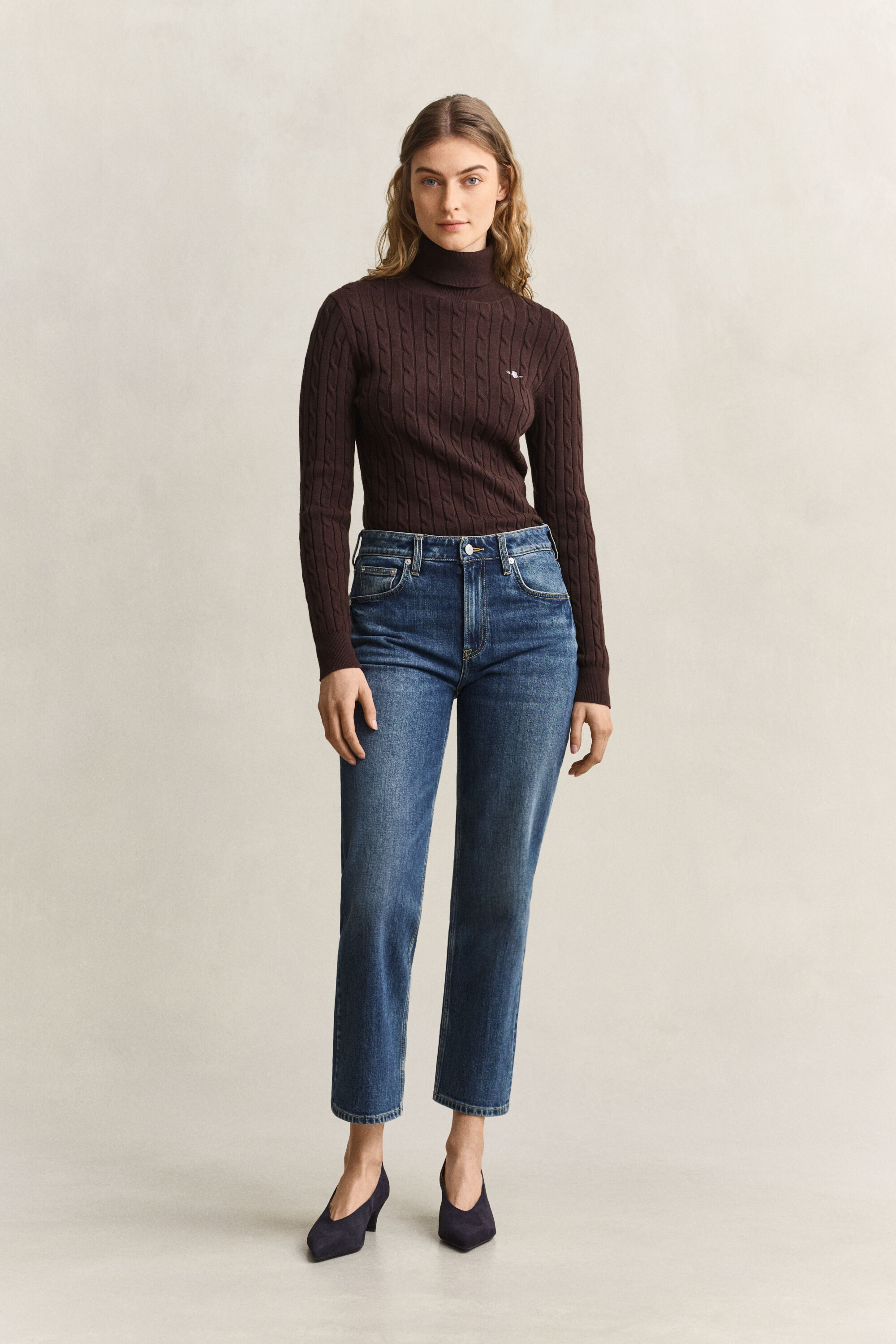 Jeans elasticizzati alla caviglia con gamba dritta