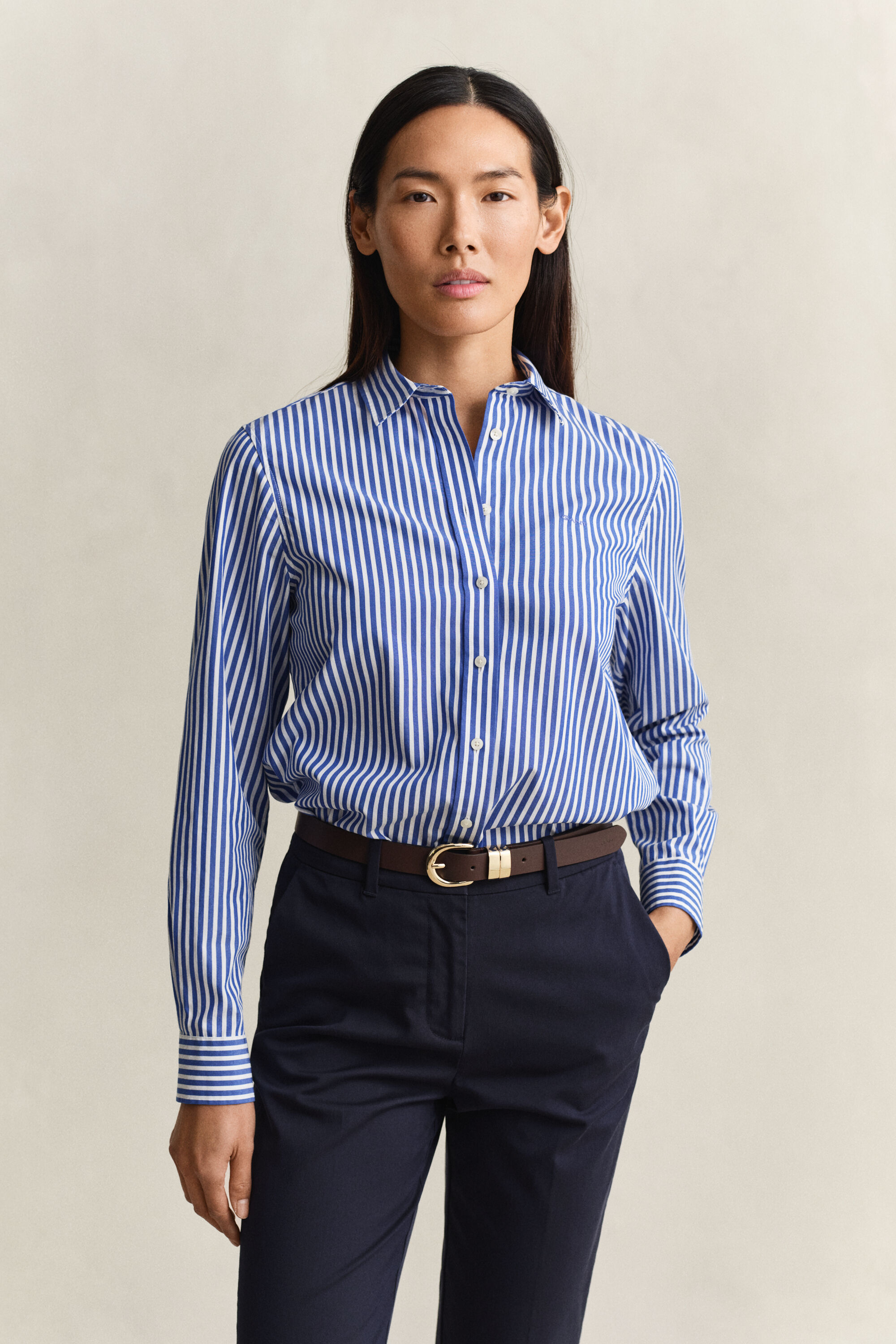 Camicia classica in popeline a righe regular fit