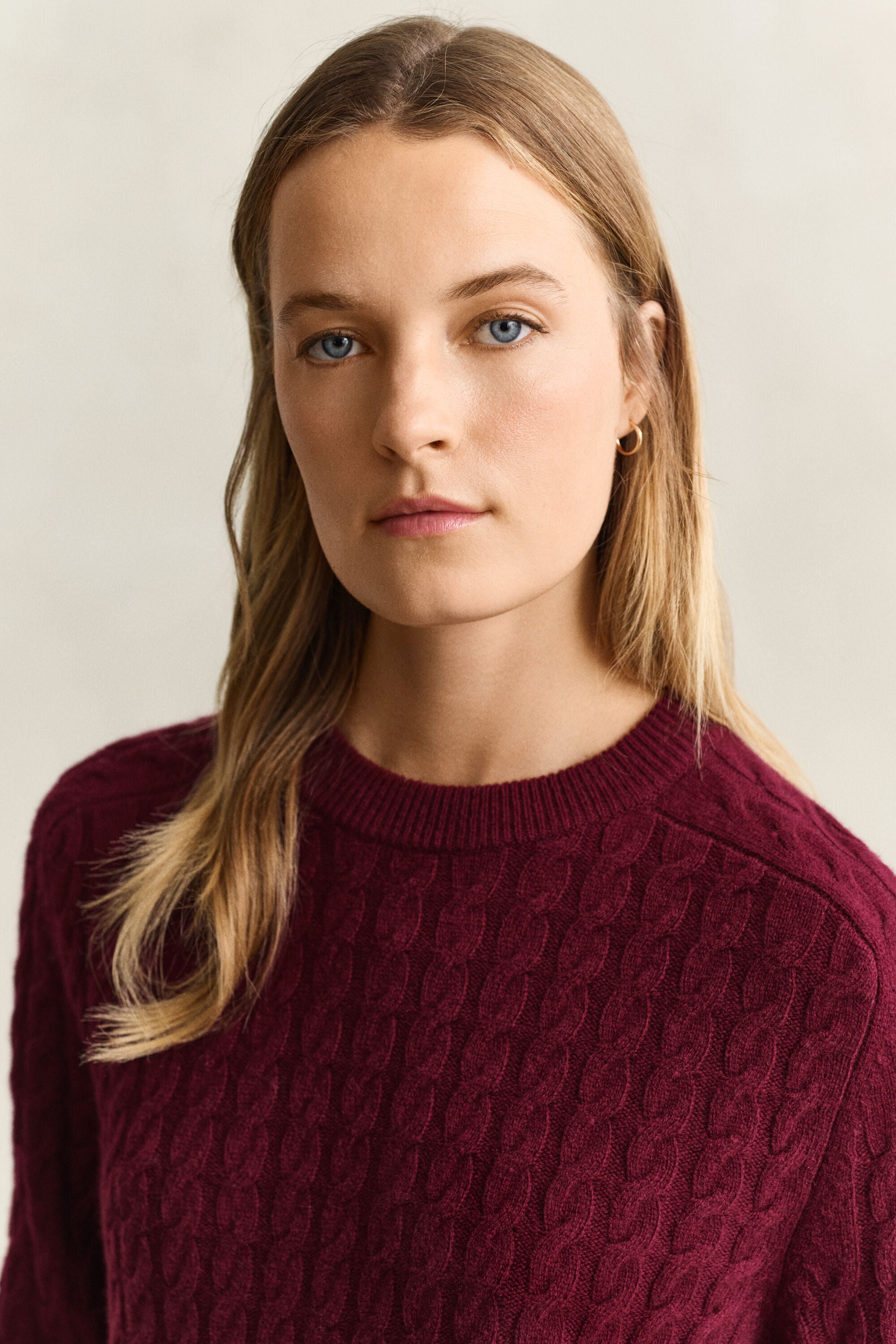 Maglia a trecce in cashmere e lana