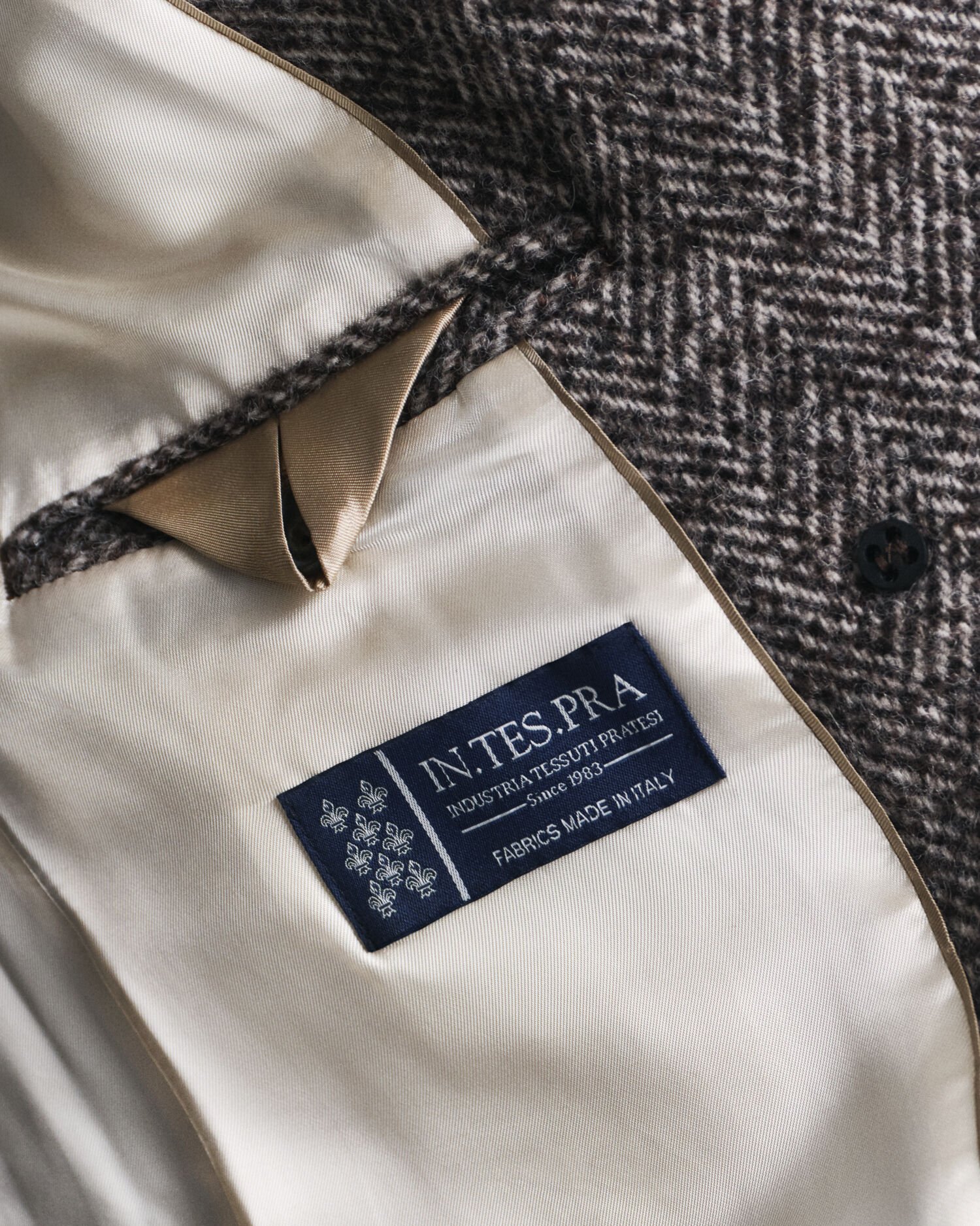 Cappotto in misto lana con motivo a spina di pesce