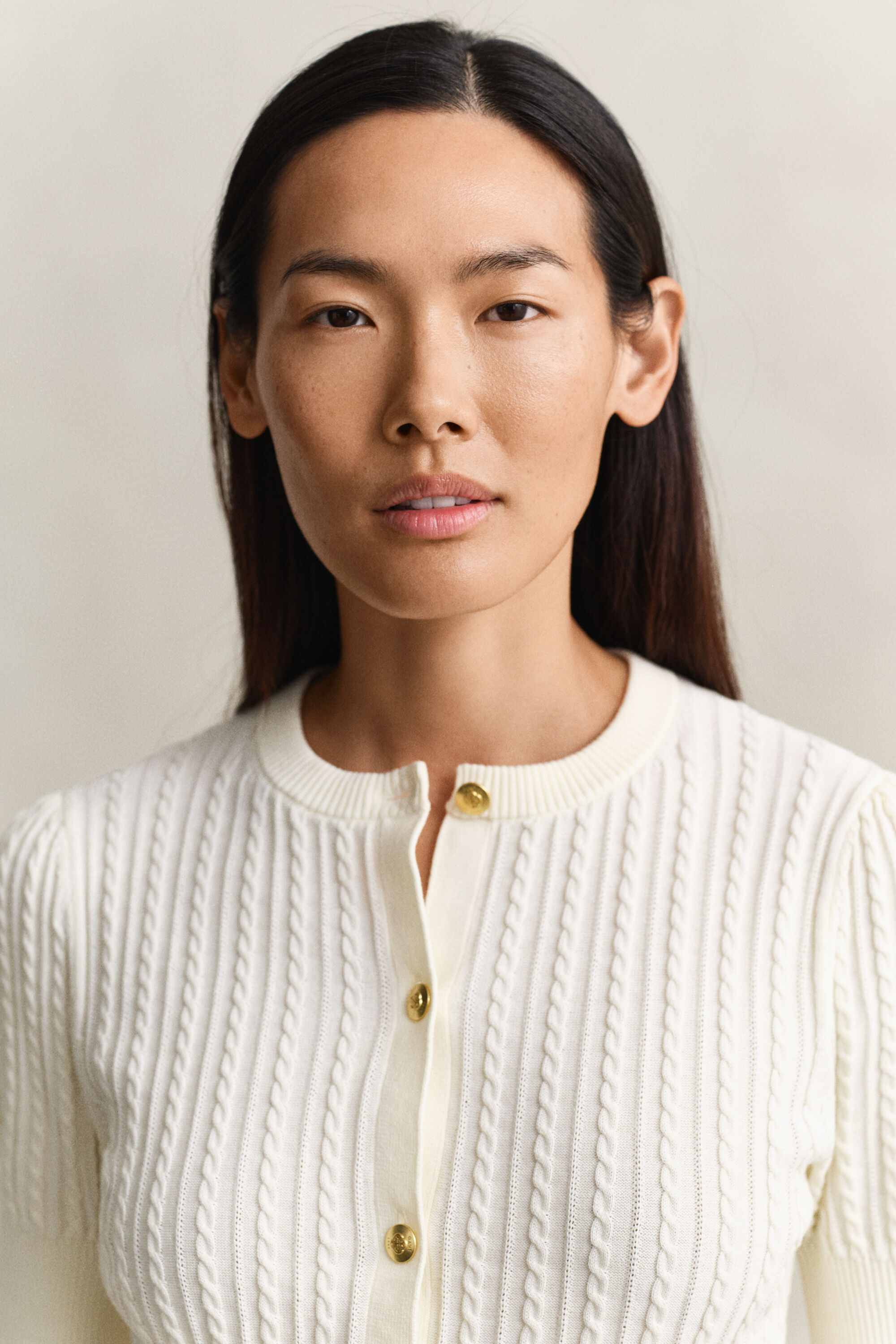 Cardigan in maglia di cotone a trecce