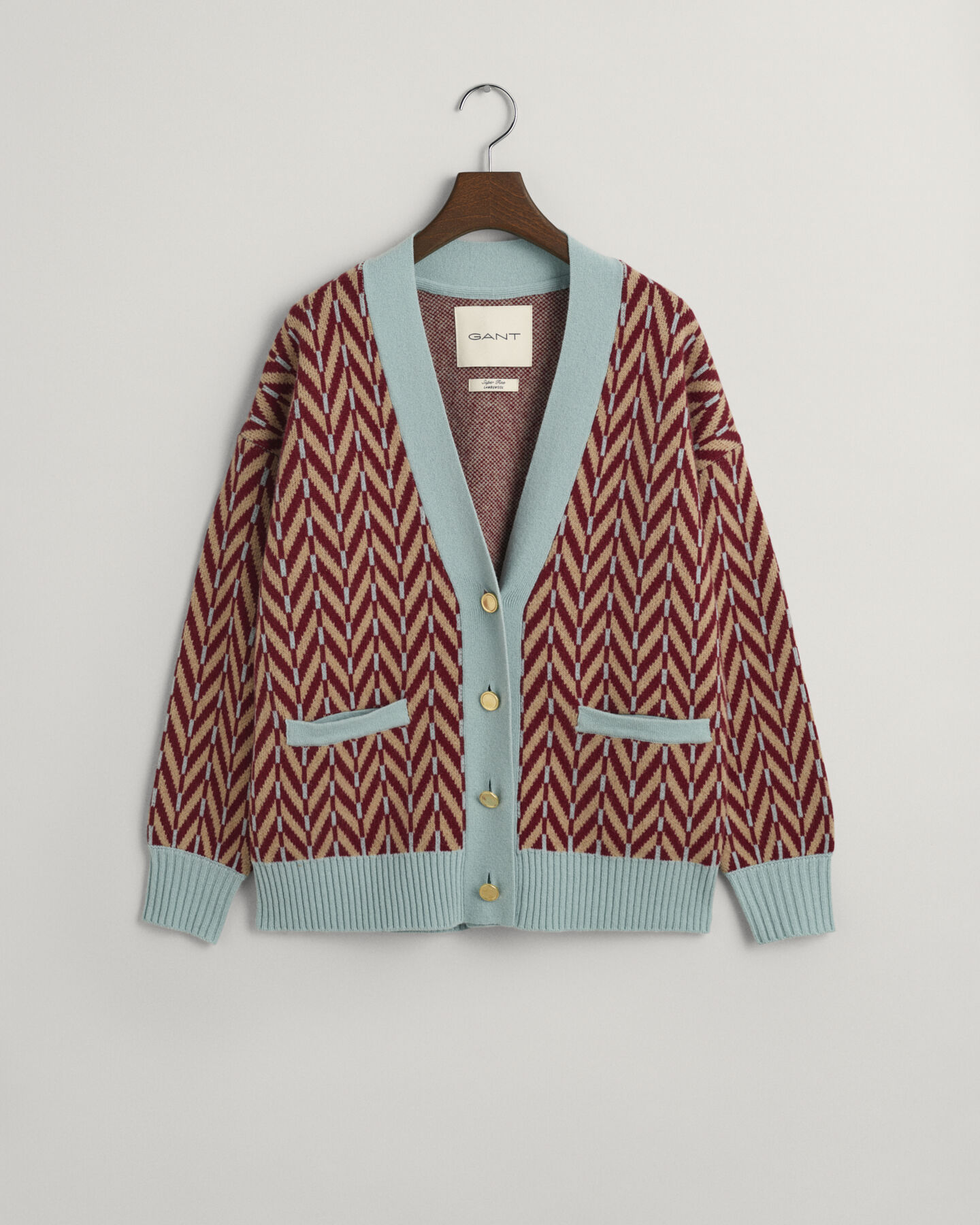 Cardigan con motivo a spina di pesce multicolore